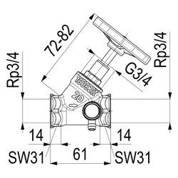 Schlösser Schrägsitzventil mit Entleerung und steigender Spindel, DN 20, 3/4"... SCHLOESSER-0014102000001 4044997111932 (Abb. 1)