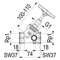 Schlösser Schrägsitzventil mit Entleerung und steigender Spindel, DN 25, 1" I... SCHLOESSER-0014102500001 4044997111970 (Abb. 1)