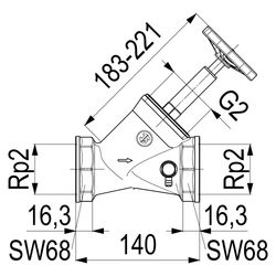 Schlösser Schrägsitzventil mit Entleerung und steigender Spindel, DN 50, 2" I... SCHLOESSER-0014105000001 4044997112090 (Abb. 1)