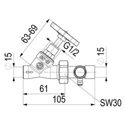 Schlösser Schrägsitzventil mit Entleerung in der Verschr., mit Lötverschr. im... SCHLOESSER-0014451500001 4044997112625 (Abb. 1)