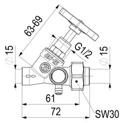 Schlösser Schrägsitzventil mit Entleerung, Lötverschraubung im Ausgang und st... SCHLOESSER-0014461500001 4044997112717 (Abb. 1)