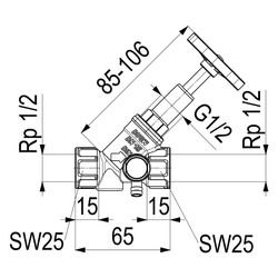 Schlösser Freistromventil Blue-tec mit Entleerung und steigender Spindel, DN ... SCHLOESSER-0015111500001 4044997114148 (Abb. 1)