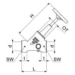 Schlösser Freistromventil Blue-tec mit Entleerung und steigender Spindel, DN ... SCHLOESSER-0015112500001 4044997114162 (Abb. 1)