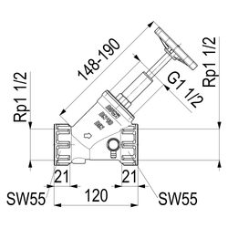 Schlösser Freistromventil Blue-tec mit Entleerung und steigender Spindel, DN ... SCHLOESSER-0015114000001 4044997114186 (Abb. 1)