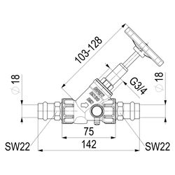 Schlösser Freistromventil mit Pressanschluss IG, Entleerung und steigender Sp... SCHLOESSER-0015181800001 4044997170960 (Abb. 1)