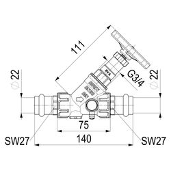 Schlösser KFR-Ventil mit Pressanschluss IG, Entleerung und nichtsteigender Sp... SCHLOESSER-0016382200001 4044997172476 (Abb. 1)