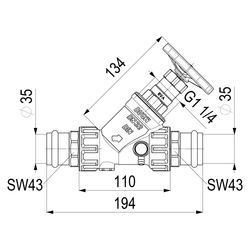 Schlösser KFR-Ventil mit Pressanschluss IG, Entleerung und nichtsteigender Sp... SCHLOESSER-0016383500001 4044997172490 (Abb. 1)