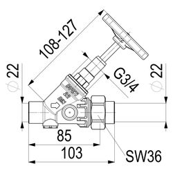 Schlösser KFR-Ventil ohne Entleerung, mit Lötverschraubung im Ausgang und ste... SCHLOESSER-0016402200001 4044997117767 (Abb. 1)