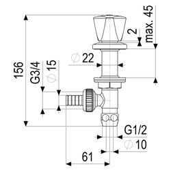 Schlösser Waschgeräte-Untertischventil mit Schlauchverschraubung und Dreikant... SCHLOESSER-0017821550001 4044997121252 (Abb. 1)