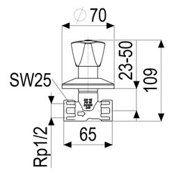 Schlösser Unterputzventil mit Dreikanthaubengriff, DN 15, 1/2" IG, Messing... SCHLOESSER-0017901500001 4044997121290 (Abb. 1)
