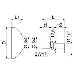 Schlösser S-Anschluss-Set, DN 20, bestehend aus 2x Anschluss-Stück und Rosett... SCHLOESSER-0018401530001 4044997127353 (Abb. 1)
