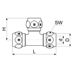 Schlösser T-Stück mit drei Quetschverschraubungen, DN 8, 3/8" x 8mm, verchrom... SCHLOESSER-0018811008001 4044997130933 (Abb. 1)