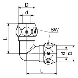 Schlösser Winkel mit 2 Quetschverschraubungen, DN 8, 3/8" x 8mm, verchromt... SCHLOESSER-0018930850001 4044997131626 (Abb. 1)