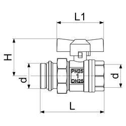 Schlösser Kugelhahn mit Verschraubung, DN 25, 1" IG x AG, Baulänge 107mm, Flü... SCHLOESSER-0065052520001 4044997144893 (Abb. 1)