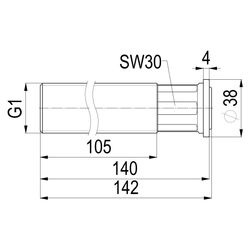 Schlösser Zwischenstück, 140mm ablängbar, Eingang 1"... SCHLOESSER-0074422500001 4044997161029 (Abb. 1)