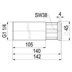 Schlösser Zwischenstück, 140mm ablängbar, Eingang 1 1/4"... SCHLOESSER-0074423200001 4044997161043 (Abb. 1)