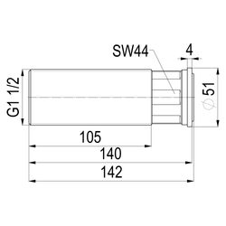 Schlösser Zwischenstück, 140mm ablängbar, Eingang 1 1/2"... SCHLOESSER-0074424000001 4044997161067 (Abb. 1)