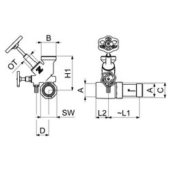 Schlösser Abzweig-T-Ventil, KFR-Ventil mit steigender Spindel, DN 40, Eingang... SCHLOESSER-0076004001001 4044997161388 (Abb. 1)