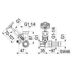 Schlösser Abzweig-T-Ventil, Freistromventil mit steigender Spindel, DN 25, Ei... SCHLOESSER-0075002501001 4044997146293 (Abb. 1)