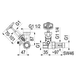 Schlösser Abzweig-T-Ventil, Freistromventil mit steigender Spindel, DN 25, Ei... SCHLOESSER-0075002502001 4044997146316 (Abb. 1)