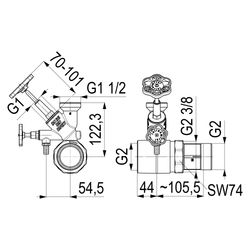 Schlösser Abzweig-T-Ventil, Freistromventil mit steigender Spindel, DN 25, Ei... SCHLOESSER-0075002505001 4044997146378 (Abb. 1)
