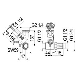 Schlösser Abzweig-T-Ventil, Freistromventil mit steigender Spindel, DN 40, Ei... SCHLOESSER-0075004002001 4044997146453 (Abb. 1)