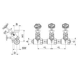Schlösser ATV-Verteiler mit steigender Spindel, 5-fach, DN 32, Eingang 1 1/4"... SCHLOESSER-0075553201001 4044997227503 (Abb. 1)
