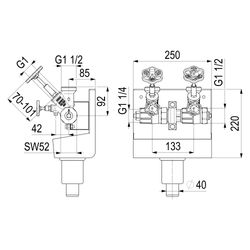 Schlösser ATV-Station mit steigender Spindel, 2-fach, DN 25, Eingang 1 1/4", ... SCHLOESSER-0075622503001 4044997161210 (Abb. 1)