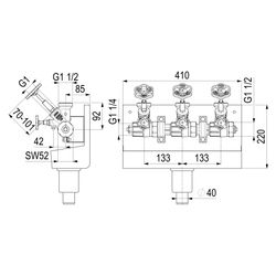 Schlösser ATV-Station mit steigender Spindel, 3-fach, DN 25, Eingang 1 1/4", ... SCHLOESSER-0075632503001 4044997146675 (Abb. 1)