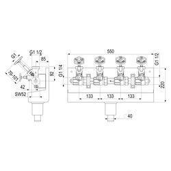 Schlösser ATV-Station mit steigender Spindel, 4-fach, DN 25, Eingang 1 1/4", ... SCHLOESSER-0075642503001 4044997146699 (Abb. 1)