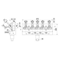 Schlösser ATV-Station mit steigender Spindel, 5-fach, DN 25, Eingang 1 1/4", ... SCHLOESSER-0075652503001 4044997161272 (Abb. 1)