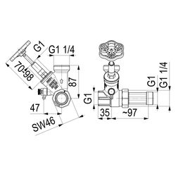 Schlösser Abzweig-T-Ventil, KFR-Ventil mit steigender Spindel, DN 25, Eingang... SCHLOESSER-0076002501001 4044997161340 (Abb. 1)