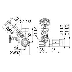 Schlösser Abzweig-T-Ventil, KFR-Ventil mit steigender Spindel, DN 25, Eingang... SCHLOESSER-0076002503001 4044997146729 (Abb. 1)