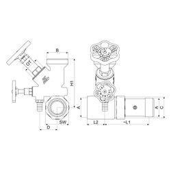 Schlösser Abzweig-T-Ventil, Freistromventil mit nichtsteigender Spindel, DN 3... SCHLOESSER-0077003201001 4044997181577 (Abb. 1)