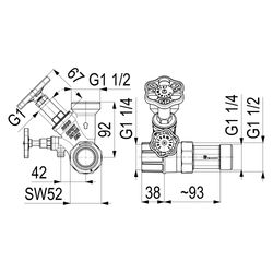 Schlösser Abzweig-T-Ventil, Freistromventil mit nichtsteigender Spindel, DN 2... SCHLOESSER-0077002503001 4044997176757 (Abb. 1)
