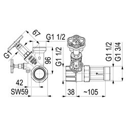 Schlösser Abzweig-T-Ventil, Freistromventil mit nichtsteigender Spindel, DN 2... SCHLOESSER-0077002504001 4044997176764 (Abb. 1)