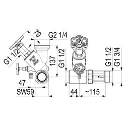 Schlösser Abzweig-T-Ventil, Freistromventil mit nichtsteigender Spindel, DN 4... SCHLOESSER-0077004002001 4044997176795 (Abb. 1)