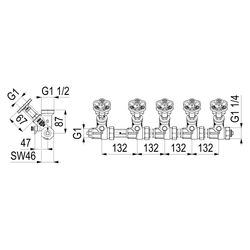 Schlösser ATV-Verteiler mit nichtsteigender Spindel, 5-fach, DN 25, Eingang 1... SCHLOESSER-0077552502001 4044997176900 (Abb. 1)