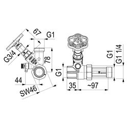 Schlösser Abzweig-T-Ventil KFR, Freistromventil mit nichtsteigender Spindel, ... SCHLOESSER-0078002001001 4044997181591 (Abb. 1)