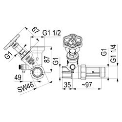 Schlösser Abzweig-T-Ventil KFR, Freistromventil mit nichtsteigender Spindel, ... SCHLOESSER-0078002502001 4044997177051 (Abb. 1)