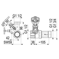 Schlösser Abzweig-T-Ventil KFR, Freistromventil mit nichtsteigender Spindel, ... SCHLOESSER-0078002504001 4044997161654 (Abb. 1)