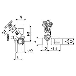 Schlösser Abzweig-T-Ventil KFR, Freistromventil mit nichtsteigender Spindel, ... SCHLOESSER-0078003201001 4044997161678 (Abb. 1)