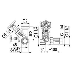 Schlösser Abzweig-T-Ventil KFR, Freistromventil mit nichtsteigender Spindel, ... SCHLOESSER-0078003202001 4044997161685 (Abb. 1)
