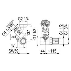 Schlösser Abzweig-T-Ventil KFR, Freistromventil mit nichtsteigender Spindel, ... SCHLOESSER-0078004002001 4044997161708 (Abb. 1)