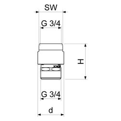 Schlösser Durchfluss-Rohrbelüfter ohne Rückflussverhinderer, DN 20, 3/4" IG x... SCHLOESSER-0081912050001 4044997201947 (Abb. 1)