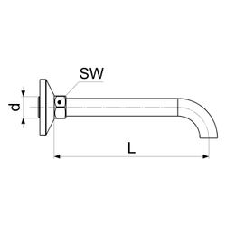 Schlösser Auslaufbogen mit 1/2" AG und Rosette 150mm, verchromt poliert... SCHLOESSER-0082121550001 4044997195697 (Abb. 1)