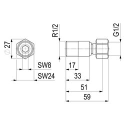 Schlösser Wandverschraubung, 1/2" AG auf 1/2" IG... SCHLOESSER-0082551550001 4044997241455 (Abb. 1)