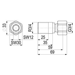 Schlösser Wandverschraubung, 3/4" AG auf 3/4" IG... SCHLOESSER-0082552050001 4044997277409 (Abb. 1)