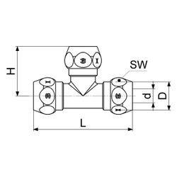 Schlösser T-Stück mit drei Quetschverschraubungen, DN 8, 3/8" x 8mm, verchrom... SCHLOESSER-0083811008001 4044997248089 (Abb. 1)