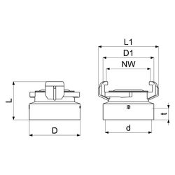 Schlösser Schnellkupplung mit Innengewinde, DN 32, 1 1/4", KTW und W270, Mess... SCHLOESSER-GA33174000001 4044997223208 (Abb. 1)